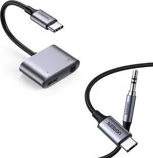 UGREEN USB C to 3.5mm Headphone and Charger Adapter and 3FT USB C to Aux 3.5mm Audio Adapter Bundle