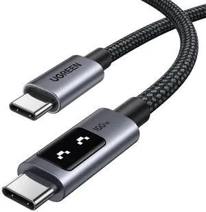 UGREEN Uno USB C to USB C Cable 100W Fast Charging Cable Type C Charging Cord with LED Display for iPhone 16/16 Plus/16 Pro/16 Pro Max/15, MacBook Pro/Air, iPad Pro/Air, Galaxy S24 Ultra 6.6FT Black