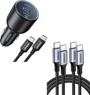 UGREEN Bundle: 130W USB-C Car Charger + 2x 100W USB-C Cables