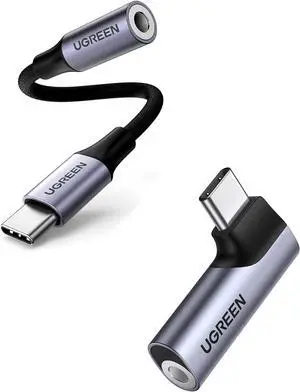 UGREEN Braided USB C to 3.5mm Audio Adapter and Right Angle USB C to 3.5mm Dongle Compatible with iPad Mini 6 Bundle