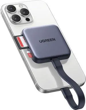 UGRREN Magnetic USB C SD 4.0 Card Reader, Portable Micro SD Card Reader Memory Card Reader Adapter for iPhone 16/15 MacBook Compatible 312MB/s SD/TF/Micro SD