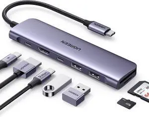 UGREEN Revodok 1071 USB C Hub for Laptop 7 in 1 Dock 4K HDMI, 100W PD Charging, USB-C & 2 USB-A 5Gbps Data Ports, SD/TF Card Reader for MacBook Pro/Air, iPad Pro, XPS, Thinkpad