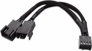 6-Inch Black Sleeved PWM Fan Splitter Cable (1 to 2)  4-Pin Motherboard Power Hub Adapter for PC Case Fans, CPU Coolers, RGB Fans  Durable Mesh Jacket