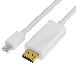 DIXSG Mini DP to HDMI 1080P Adapter Cable, UHD Converter for TV, Laptop, Computer, and Monitor White
