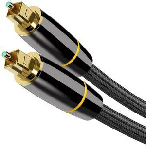 DIXSG Digital Optical Audio Cable 6.6FT (2M), Toslink Fiber Optic Cable for Soundbar, TV, PS4, Xbox, Home Theater, and Stereo System  Black