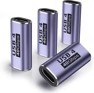 DIXSG 4-Pack USB-C Female to Female Adapter, 40Gbps Data Transfer, 100W PD Fast Charging, 8K@60Hz Video Compatible with Thunderbolt 4/3, MacBook Pro/Air, USB-C Hubs & More Type-C Devices