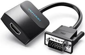 DIXSG VGA to HDMI Adapter, 1080P Male to Female Video Converter with Audio and Micro USB Power Cable, Analog to Digital Converter for PC/Laptop to HDTV/Projector