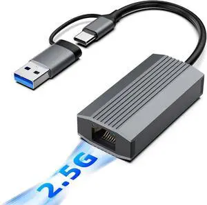 DIXSG 2.5G USB C to RJ45 Ethernet Adapter, Aluminum USB 3.0/Type-C (Thunderbolt 3/4) Gigabit Network Adapter, Compatible with MacBook Pro/Air, XPS, NAS, iPhone 16/15 Pro, Laptop & Desktop