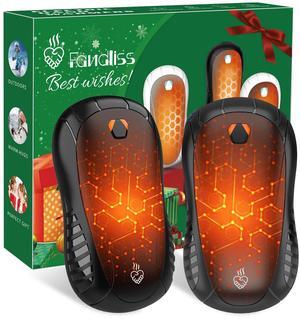2 Pack Hand Warmers Rechargeable 6000mAh Electric Portable Hand Warmers 2 in 1 FANDLISS Electric Portable Pocket Heater with 12Hrs & 3 Level Warmth Gift, Outdoor, Women Men Gift, Black