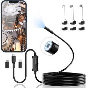 Endoscope Camera with Light, 1920P HD Borescope Camera with 8 Adjustable LED Lights, 32.8ft Semi-Rigid Snake Camera with Light, IP67 Waterproof 7.9mm Inspection Camera