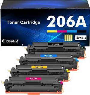 Ennovor 206A Toner Cartridges 4 Pack 206X Set M283fdw M283cdw Compatible Replacement for HP 206A 206X Color Laserjet Pro MFP M283fdw M283cdw M283 Pro M255dw Printer Ink High Yield (with Chip-B/C/Y/M)