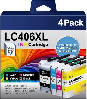 Ennovor LC406XL High Yield Ink Cartridge for Printer for Brother LC406 Ink Cartridges LC406XL LC 406 XL use with Brother MFC-J4535DW MFC-J4335DW MFC-J5855DW MFC-J6555DW Printer (4 Pack)