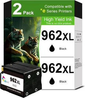 Ennovor 962XL Black Ink Cartridges Replacement for HP 962 XL Ink Cartridges HP962 HP962XL Work for OfficeJet Pro 9015e 9015 9010e 9010 9018 9018e 9020 9025e 9025 Printer (Black,2 Pack)