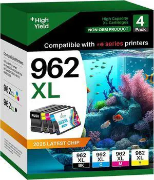 Ennovor 962XL 962 Remanufactured Ink Cartridges Replacement for OfficeJet Pro 9015e 9018e 9025e 9010 9015 9018 9020 9025 9012e 9012 Series (Black, Cyan, Magenta, Yellow, 4 Combo Pack)