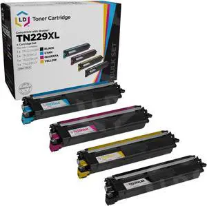 LD Products TN229 Toner Cartridge Replacement Set Compatible with Brother TN229XL TN-229 (Black TN229XLBK, Cyan TN229XLC, Magenta TN229XLM, Yellow TN229XLY, 4-Pack) for MFC-L3780CDW Printer
