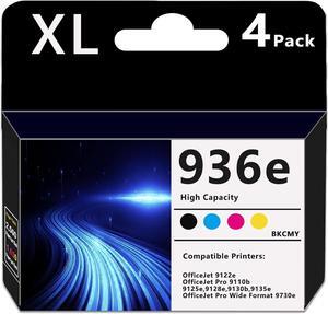 Ennovor 936e Ink Cartridge (with Chip) 4-Pack High Yield Compatible for HP 936 936e Ink Cartridge for OfficeJet Pro 9125e 9135e 9110b 9128e 9130b 9122e Wide Format 9730e Printer (BK/C/M/Y, Not OEM)