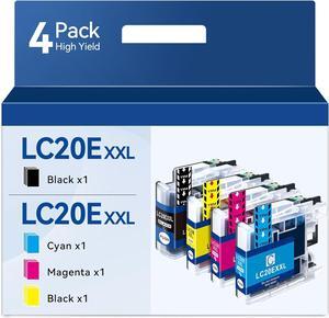 Ennovor LC20E XXL Super-High-Yield Ink Compatible for Brother LC20E Ink Cartridges for Brother MFC-J985DW Ink Cartridges MFC-J775DW MFC-J775DW, MFC-J5920DW MFC-J5920DW MFC-J985DW XL Printer Ink 4PK