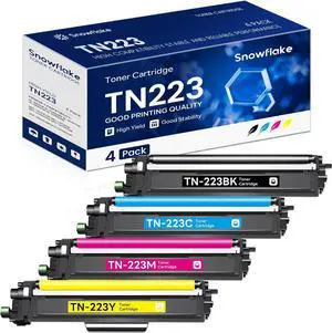Ennovor TN-223 TN223 BK/C/M/Y Toner Cartridge 4 Pack Compatible TN223 Black Cyan Magenta Yellow Toner Cartridges Set Replacement for Brother TN223 TN-223 MFC-L3710CW MFC-L3770CDW MFC-L3750CDW