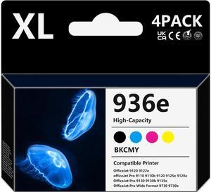 Ennovor 936e Ink Cartridge (with Chip) Combo 4-Pack Compatible for HP 936e 936 Ink Cartridges for OfficeJet Pro 9125e 9135e 9128e 9122e 9130b Wide Format 9730 9730e Printers (Not OEM)