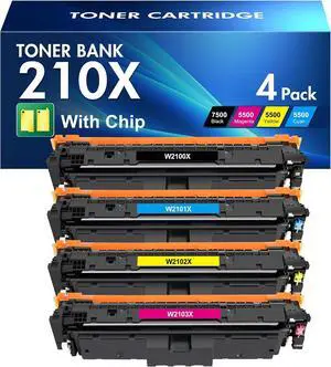 Ennovor 210X Toner Cartridges Replacement for HP 210X 210A 210 Toner Cartridges 4 Pack High Yield for HP Color Pro MFP 4301fdw 4301fdn Pro 4201dw 4201dn Printer W2100X W2100A Ink (with Chip)