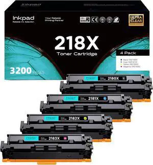 Ennovor [High Yield] 218X Toner Cartridge 4 Pack Replacement for HP 218X 218A Toner Cartridge, Works with HP Color Laserjet Pro 3201dw MFP 3301fdw 3301sdw Printer W2180X W2180A (No Chip)