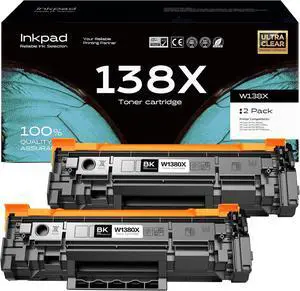 Ennovor 138X Black High Yield Toner Cartridge (with Chip) Compatible for HP 138X W1380X 138A Black Laserjet Toner Cartridge Work for HP Laserjet Pro MFP 3101fdw 3001dw Printer (2-Pack)