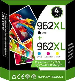Ennovor 962XL 962 XL Ink Cartridges Combo Pack for 962 962 XL Ink Cartridges for HP OfficeJet Pro 9010 9012 9015 9018 9019 9020 9025 Printer (1BK/1C/1M/1Y, 4 Pack)