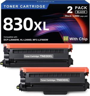 Ennovor TN830XL Toner Cartridge Ink for HL-L2460DW Printer Replacement for Brother TN830XL TN830 TN-830 Black Toner Set for HL-L2405W MFC-L2820DW HL-L2420DW, 2PK (with Chip)