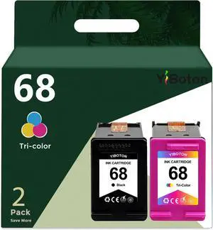 Ennovor High Yield 68 Black and Tri-Color Ink Cartridge Set 7FP21TN 7FP20TN Compatible for HP 68 68 Ink for Envy 6152e 6155e 6552e 6555e 6558e Printer (2 Pack 1 Black, 1 Tri-Color)