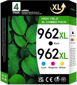 Ennovor 962XL Ink Cartridges Combo Remanufactured Pack Replacement for HP 962 XL Officejet Pro 9010 9012 9015 9018 9020 9025 9014 9016 9019 9022 9026 Printer 4-Pack (Black/Cyan/Magenta/Yellow)