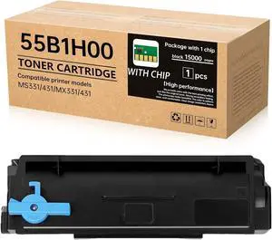 Ennovor 55B1H00 High Yield Toner Cartridge with Chip 15,000 Page-Yield Compatible with Lexmark 55B1H00 55B1000 Work for MS331 MS431 MX331 MX431 Laser Printer(Black)