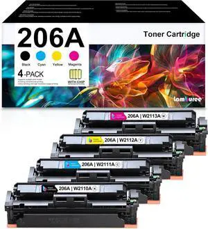 Ennovor 206A Toner Cartridges 4 Pack (with Chip) Replacement for HP 206A 206X Works with Color Pro MFP M283fdw M283cdw M255dw M283 M255 Printer High Yield Ink-W2110A W2111A W2112A W2113A