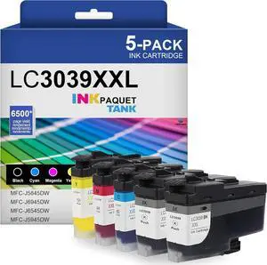 Ennovor LC3039 BK/C/M/Y Ink Cartridges (5-Pack) Black/Cyan/Magenta/Yellow Compatible for Brother Printers Super High Yield - Replacement for Brother MFC-J5845DW MFC-J6945DW MFC-J6545DW MFC-J5945DW