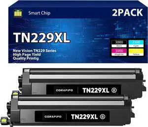 Ennovor TN229/TN229XL/TN229XLBK Black High Yield Toner Cartridge Replacement for Brother TN229 TN229XL Toner Cartridge with Brother HL-L3220CDW HL-L3280CDW HL-L3295CDW MFC-L3780CDW | 2-Pack
