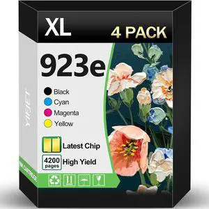 Ennovor 923e 923XL with Chip Ink Cartridges Combo Pack Replacement for OfficeJet Pro 8120e 8122e 8130e 8132e 8135e 8138e 8139e Printer 4 Pack Black Cyan Magenta Yellow Extra Large Capacity
