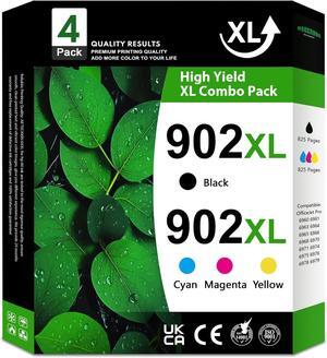 Ennovor 902XL Ink Cartridges High Yield (4-Pack, 1Black/1Cyan/1Magenta/1Yellow) Replacement for HP 902XL Ink Cartridges Combo Pack for OfficeJet Pro 6978 6960 6968 6950 6951 6970 Printers