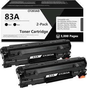 Ennovor 83A Black Toner Cartridges (2-Pack) Compatible Replacement for HP 83A CF283A Toner Cartridge Compatible with Laser Pro M125 M127 M201 M225 Series Printer