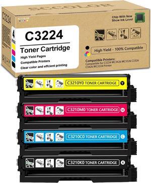 Ennovor C3210 C3224 MC3224 Toner Cartridge Set (4 Pack,Extra High Yield Multi Colored-4 Packs)-C3210K0 C3210C0 C3210M0 C3210Y0 Compatible for Lexmark C3224 MC3224 MC3426 MC3326 C3326 C3426 Printer