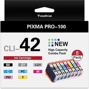 CLI-42 Ink Cartridges High Capacity Compatible CLI 42 Ink Cartridges Replacement for Canon PIXMA PRO-100 Printer, 8-Pack(BK/C/M/Y/PM/PC/GY/LGY) CLI-42 Ink Cartridges High Capacity Compatible CLI 42 Ink Cartridges Replacement for Canon PIXMA PRO-100 Printer, 8-Pack(BK/C/M/Y/PM/PC/GY/LGY)