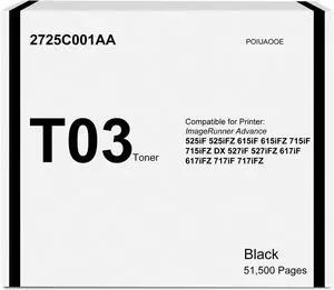 Ennovor T03 Black Toner Cartridge 2725C001AA Compatible with Canon ImageRunner Advance 525iF 525iFZ 615iF 615iFZ 715iF 715iFZ DX 527iF 527iFZ 617iF 617iFZ 717iF 717iFZ Priner, 1-Pack