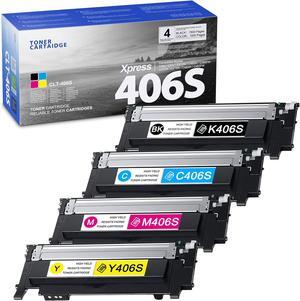 Ennovor CLT-406S Toner Cartridge Set - CLT-K406S CLT-C406S CLT-M406S CLT-Y406S Toner Replacement for Samsung Xpress C410W C460W C460FW Printer (Black, Cyan, Magenta, Yellow, 4-Pack)