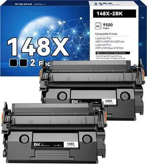 Ennovor 148X Toner Cartridge Black Replacement for HP 148X 148A W1480X W1480A Compatible with HP Color Laserjet Pro 4001n 4001dn 4001dw MFP 4101fdw 4101fdn Printer Ink (2 Pack with Chip)