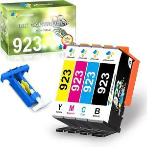 Ennovor 923 Ink Cartridges Without Chip Compatible for HP 923 Ink Cartridges Combo Pack Replacement for OfficeJet 8120 8123 8122e OfficeJet Pro 8130 8135e 8138e 8139e Printer (No Chip, BK/C/M/Y)