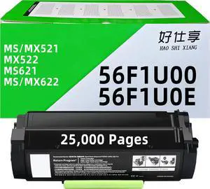 Ennovor 56F1U00 56F1U0E High Yield Toner Cartridge Replacement for Lexmark 56F0UA0 56F2U0E 56F3U00 56F4U00 56F5U00 56F6U00 ONLY for MS521 MX521 MX522 MS621 MS622 MX622 Laser Printer 25000 Pages 1 Pack