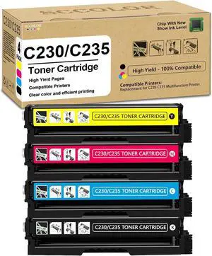 Ennovor Extra High Yield C230 C235 Toner Cartridge with New Chip 006R04391 006R04392 006R04393 006R04394(BK:5,550 Pages,CMY:4,550 Pages) Replacement for Xerox C230 C235 C230/DNI C235/DNI Printer