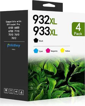 Ennovor 932XL 933XL Ink Cartridge Combo Pack Compatible 932XL 933XL Ink Cartridges Replacement for Officejet 6100 6600 6700 7110 7610 7612 Printer (4 Pack,1Black/1Cyan/1Magenta/1Yellow)