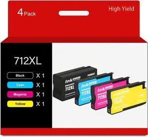 Ennovor 712XL High Yield Ink Cartridges Compatible for HP DesignJet 712 Ink Cartridges Combo Pack for HP DesignJet T210 T230 T630 T650 Studio Plotter Printer Ink