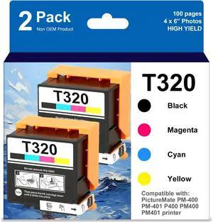 Ennovor 320 Ink Cartridges 2 Pack Value Pack Replacement for 320 T320 320XL High Capacity Compatible with PictureMate PM-400 PM-401 PM 400 Photo Printer (2-Pack)