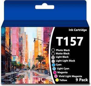 Ennovor Remanufactured T157 Ink Cartridges for 157 Ink Cartridge Stylus Photo R3000 Ink Printer(9 Packs,80ML,PB,C,M,Y,LC,LM,MB,LB,LLB,with Chip)