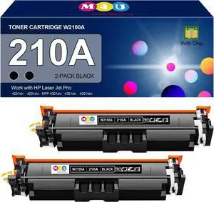 Ennovor 210A Toner Cartridges 2 Pack Black Replacement for 210A 210X W2100A Color pro MFP 4301fdw 4301dn 4301dw, Pro 4201dw 4201dn(2 Pack, Black)